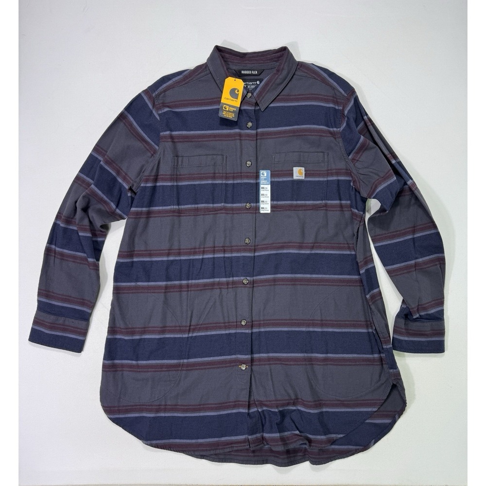 Carhartt Rugged Flex Relaxed Midweight Plaid Flannel Tunic Shirt Women 2XL NWT